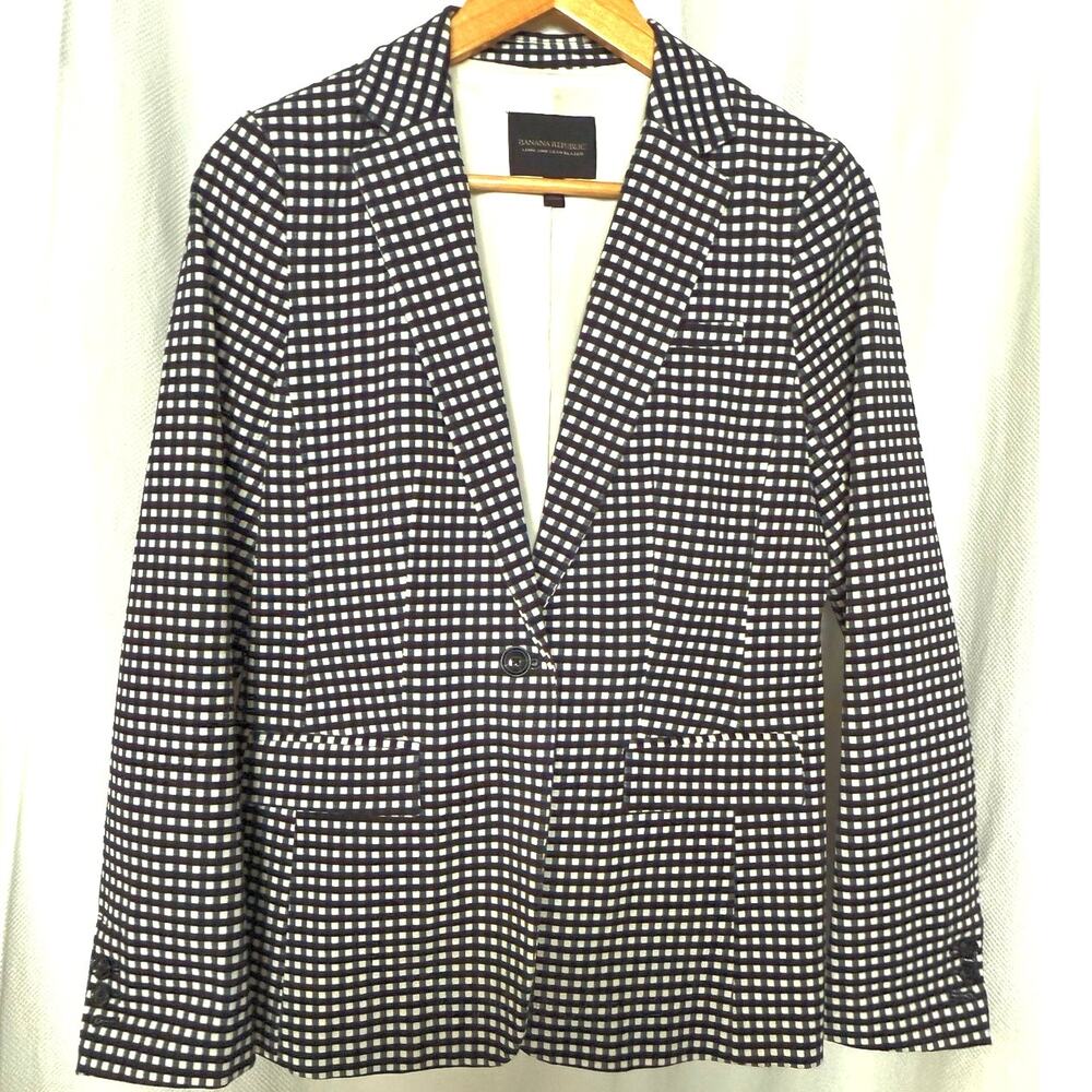 Gorgeous Banana Republic Black White Check Blazer - Sz 6 Women’s